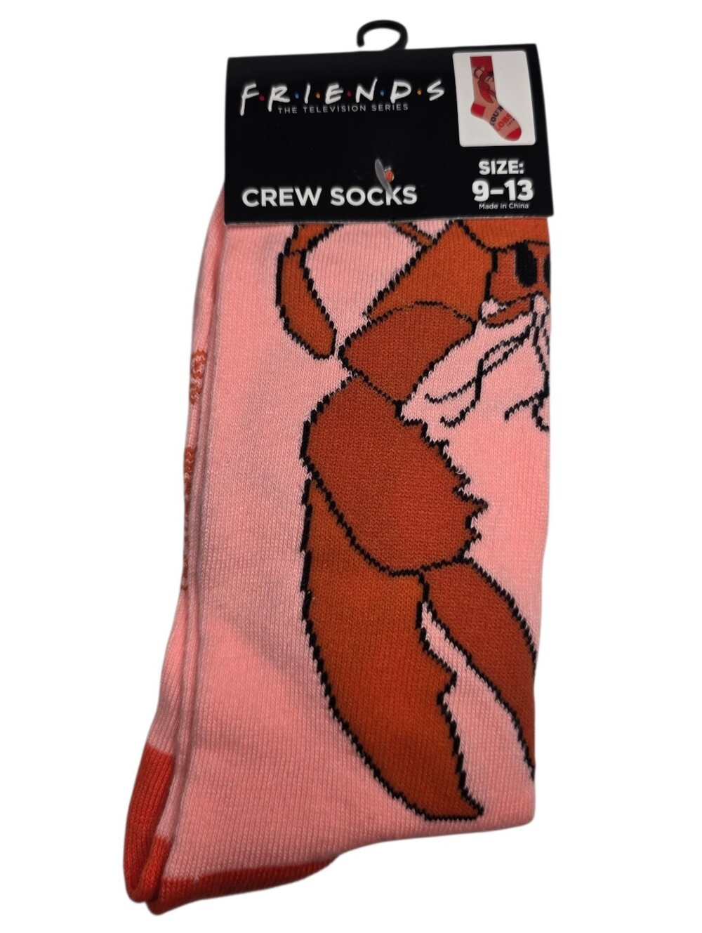 Friends Your My Lobster Unisex Crew Socks Salmon Pink Fits Shoe Sizes 9 - 13